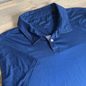 Zyia Active Men's Large Navy Blue Short Sleeve Polo‎ Shirt Golf Tennis Atheists